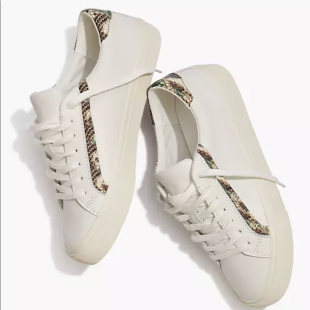 Madewell Low-Top Snake Embossed Leather Sneakers
